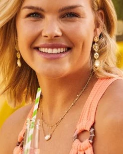 Kendra Scott Brielle Gold Linear Drop Earrings In Ivory Mother-of-Pearl -Demi-Fine Jewelry Shop Kendra Scott Brielle Linear Drop Earring Ivory Mop Gold 00