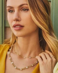 Kendra Scott Cailin Gold Crystal Strand Necklace In White Crystal -Demi-Fine Jewelry Shop Kendra Scott Cailin Strand Necklace White Crystal Gold 00