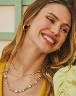 Kendra Scott Cailin Gold Crystal Strand Necklace In White Crystal -Demi-Fine Jewelry Shop Kendra Scott Cailin Strand Necklace White Crystal Gold 01
