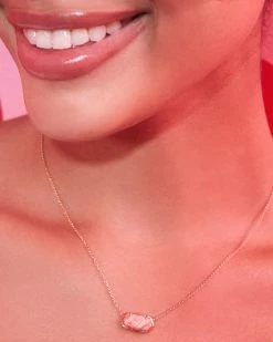 Kendra Scott Elisa 18k Gold Vermeil Pendant Necklace In Pink Rhodochrosite -Demi-Fine Jewelry Shop Kendra Scott Elisa Pendant Necklace Pink Rhodochrosite Gold Vermeil 00