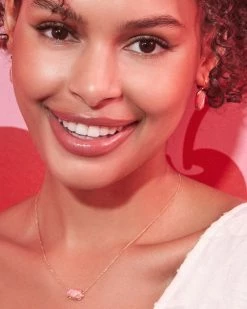 Kendra Scott Elisa 18k Gold Vermeil Pendant Necklace In Pink Rhodochrosite -Demi-Fine Jewelry Shop Kendra Scott Elisa Pendant Necklace Pink Rhodochrosite Gold Vermeil 01