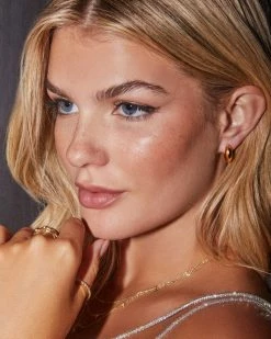 Kendra Scott Danielle Gold Convertible Link Earrings In White Crystal -Demi-Fine Jewelry Shop Kendra Scott Elle Link Earrings CZs Gold 02