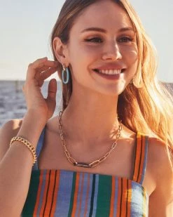 Kendra Scott Elle Silver Convertible Link Earrings In Turquoise Magnesite -Demi-Fine Jewelry Shop Kendra Scott Elle Link Earrings Turquoise Magnesite Gold 00
