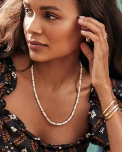 Kendra Scott Ember Gold Strand Necklace In White Howlite 9 Kendra Scott Ember Gold Strand Necklace In White Howlite -Demi-Fine Jewelry Shop Kendra Scott Ember Strand Necklace White Howlite Gold 00