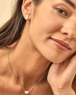 Kendra Scott Grayson Gold Pendant Necklace In Iridescent Drusy -Demi-Fine Jewelry Shop Kendra Scott Grayson Pendant Necklace Iridescent Drusy Gold 01