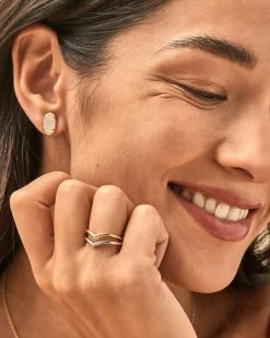 Kendra Scott Grayson Gold Stud Earrings In Iridescent Drusy -Demi-Fine Jewelry Shop Kendra Scott Grayson Stud Earring Iridescent Drusy Gold 02