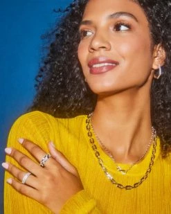 Kendra Scott Haven Silver Crystal Heart Rings Set Of 3 In White Crystal -Demi-Fine Jewelry Shop Kendra Scott Haven Band Ring Crystal Rhodium 00