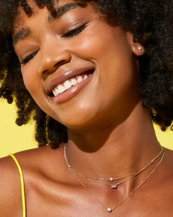 Kendra Scott Isabella 14k Yellow Gold Pendant Necklace In White Diamond, .18ct -Demi-Fine Jewelry Shop Kendra Scott Isabella Pendant Necklace Yellow Gold 00