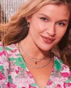 Kendra Scott Jess Small Lock Chain Necklace In Silver -Demi-Fine Jewelry Shop Kendra Scott Jessie Tiny Locket Necklace Rhodium 01