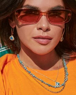 Kendra Scott Framed Kendall Gold Short Pendant Necklace In Teal Abalone -Demi-Fine Jewelry Shop Kendra Scott Kendall Pendant Necklace Teal Abalone Gold 00