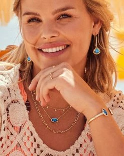 Kendra Scott Framed Kendall Gold Wire Drop Earrings In Teal Abalone -Demi-Fine Jewelry Shop Kendra Scott Kendall Wire Drop Earring Teal Abalone Gold 02