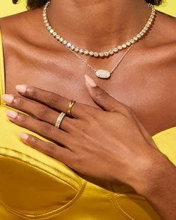 Kendra Scott Livy Gold Rings Set Of 3 In White Crystal -Demi-Fine Jewelry Shop Kendra Scott Livy Ring Set Gold 00