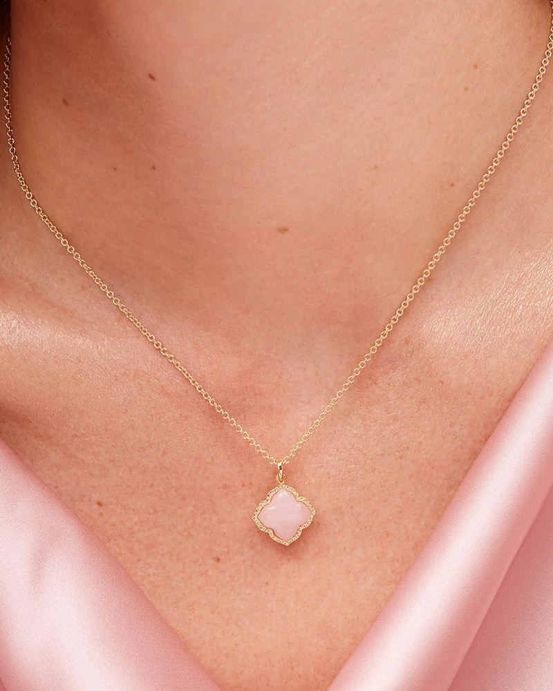 Kendra Scott Mallory Gold Pendant Necklace In Rose Quartz 2 Kendra Scott Mallory Gold Pendant Necklace In Rose Quartz - Image 2