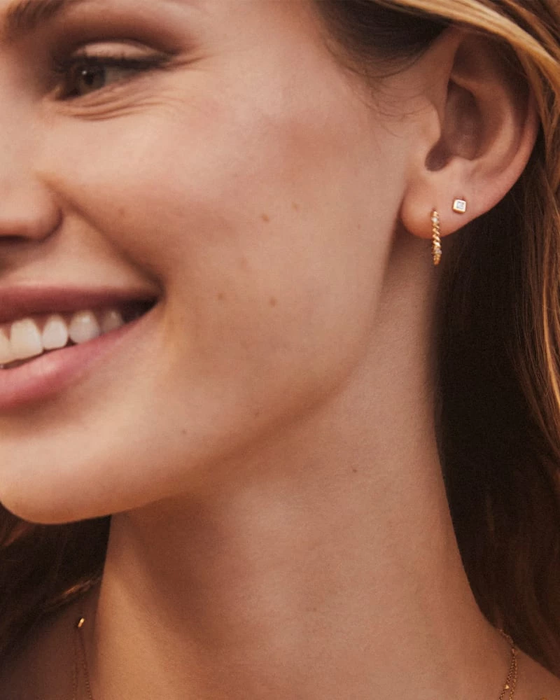 Kendra Scott Michelle 14k Yellow Gold Stud Earrings In White Diamond 2 Kendra Scott Michelle 14k Yellow Gold Stud Earrings In White Diamond - Image 2