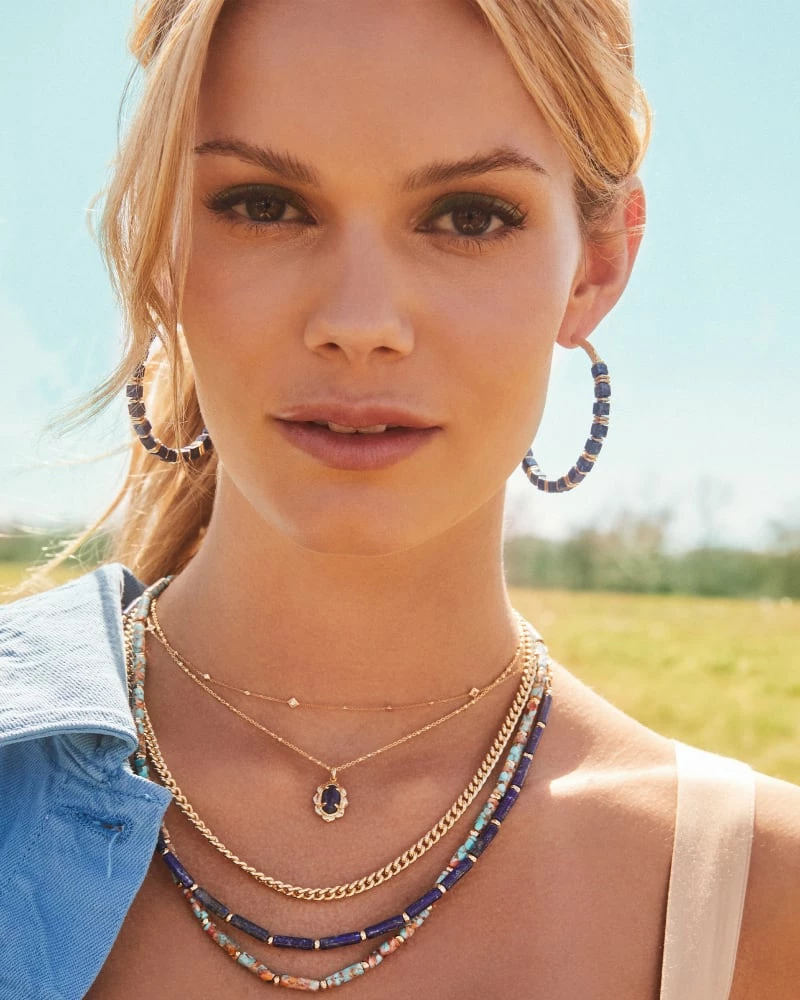 Kendra Scott Piper Gold Pendant Necklace In Blue Lapis 4 Kendra Scott Piper Gold Pendant Necklace In Blue Lapis - Image 4