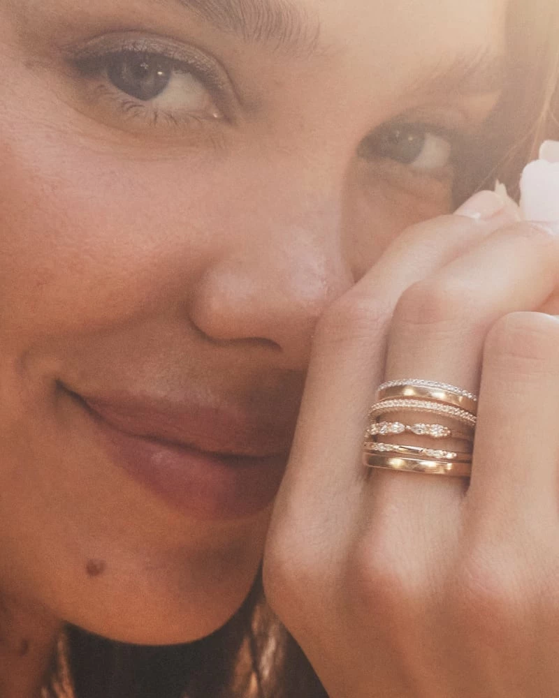 Kendra Scott Posey 14k Yellow Gold Band Ring In White Diamonds 3 Kendra Scott Posey 14k Yellow Gold Band Ring In White Diamonds - Image 3