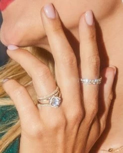 Kendra Scott Remi 14k Yellow Gold Band Ring In White Diamonds -Demi-Fine Jewelry Shop Kendra Scott Remi Band Ring Yellow Gold 00 1