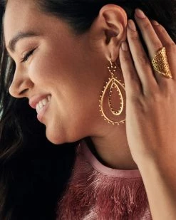 Kendra Scott Rumer Open Frame Earrings In Vintage Gold -Demi-Fine Jewelry Shop Kendra Scott Rumor Drop Earring Vintage Gold 00