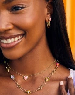Kendra Scott Susie Convertible Gold Ear Jacket Earrings In Hot Pink Kyocera Opal -Demi-Fine Jewelry Shop Kendra Scott Susie Ear Jacket Earring Pink Opal Gold 00