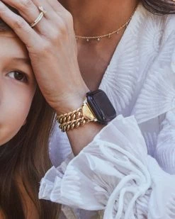 Kendra Scott Whitley Double Chain Watch Band In Gold Tone Stainless Steel -Demi-Fine Jewelry Shop Kendra Scott Whitley Double Chain Watch Band Gold 01