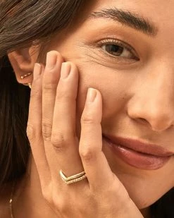 Kendra Scott Wishbone Gold Ring Set In White Crystal -Demi-Fine Jewelry Shop Kendra Scott Wishbone Ring Set White Crystal Gold 00