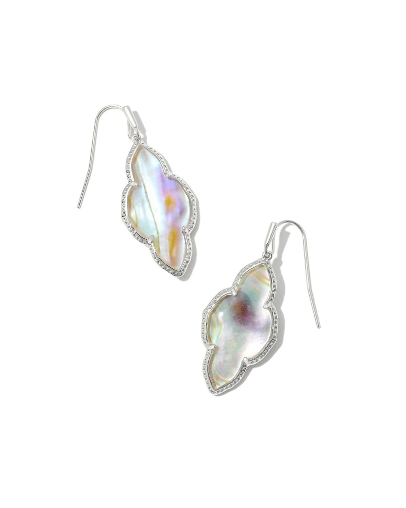 Kendra Scott Abbie Silver Drop Earrings In Iridescent Abalone 1 Kendra Scott Abbie Silver Drop Earrings In Iridescent Abalone