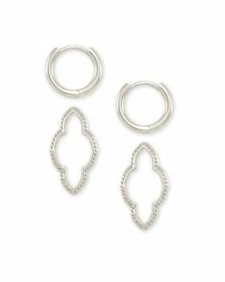 Kendra Scott Abbie Convertible Huggie Earrings In Silver -Demi-Fine Jewelry Shop kendra scott abbie huggie earrings rhodium 01 lg