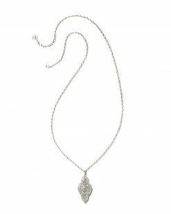 Kendra Scott Abbie Long Pendant Necklace In Silver -Demi-Fine Jewelry Shop kendra scott abbie long pendant necklace rhodium 01 lg