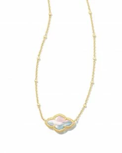 Kendra Scott Abbie Gold Pendant Necklace In Dichroic Glass