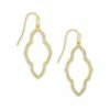 Kendra Scott Abbie Gold Small Open Frame Earrings In White Crystal