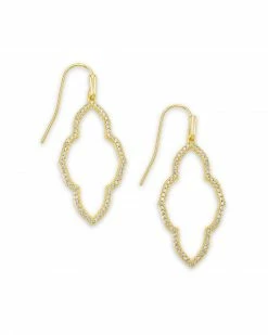Kendra Scott Abbie Gold Small Open Frame Earrings In White Crystal