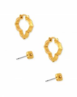 Kendra Scott Abbie Stud & Huggie Earrings Set In Vintage Gold