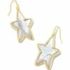 Kendra Scott Ada Gold Star Drop Earrings In Ivory Mother-of-Pearl