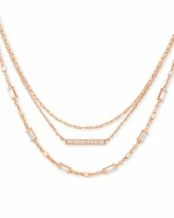 Kendra Scott Addison Triple Strand Necklace In Rose Gold