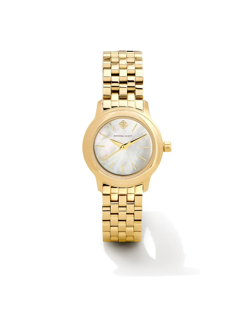 Kendra Scott Alex Gold Tone Stainless Steel 28mm Watch In Ivory Mother-of-Pearl 1 Kendra Scott Alex Gold Tone Stainless Steel 28mm Watch In Ivory Mother-of-Pearl