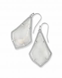 Kendra Scott Alex Silver Drop Earrings In Ivory Pearl