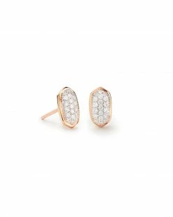 Kendra Scott Amelee Earrings In Pave Diamond And 14k Rose Gold