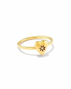 Kendra Scott Angie Heart Bright Cut Band Ring In 18k Yellow Gold Vermeil