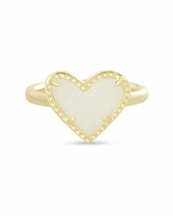 Kendra Scott Ari Heart Gold Band Ring In Iridescent Drusy -Demi-Fine Jewelry Shop kendra scott ari heart band gold iridescent drusy 01 lg