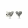 Kendra Scott Ari Heart Silver Stud Clip On Earrings In Platinum Drusy