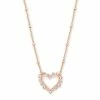 Kendra Scott Ari Heart Rose Gold Pendant Necklace In White Crystal