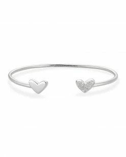 Kendra Scott Ari Heart Sterling Silver Cuff Bracelet In White Diamond