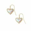 Kendra Scott Ari Heart Gold Drop Earrings In Dichroic Glass