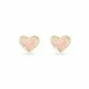 Kendra Scott Ari Heart Gold Stud Earrings In Rose Quartz