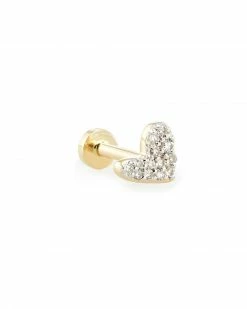 Kendra Scott Heart Mini 14k Yellow Gold Single Stud Earring In White Diamond
