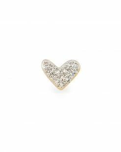 Kendra Scott Heart Mini 14k Yellow Gold Single Stud Earring In White Diamond -Demi-Fine Jewelry Shop kendra scott ari heart piercing stud gold diamond 01 lg
