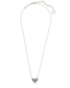 Kendra Scott Ari Heart Silver Pendant Necklace In Platinum Drusy -Demi-Fine Jewelry Shop kendra scott ari heart short pendant necklace rhodium platinum drusy 01 lg
