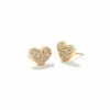Kendra Scott Ari Gold Pave Crystal Heart Earrings In White Crystal
