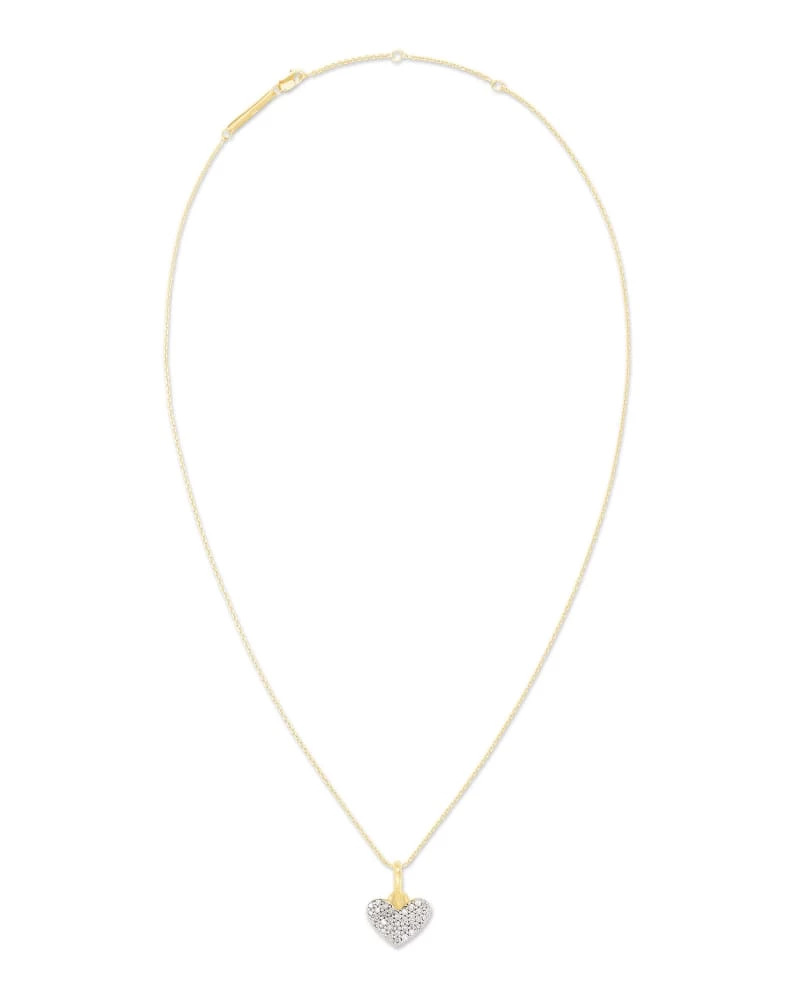 Kendra Scott Ari Pave Heart 18k Yellow Gold Vermeil Charm Necklace In White Diamond 2 Kendra Scott Ari Pave Heart 18k Yellow Gold Vermeil Charm Necklace In White Diamond - Image 2