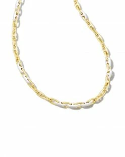 Kendra Scott Bailey Gold Chain Necklace In White Mix